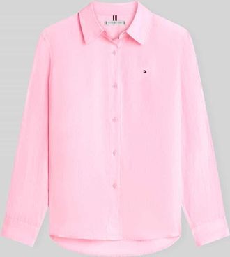 Tommy Hilfiger Relaxed Fit Langarmbluse aus reinem Leinen in Hellrosa, Gr&ouml;&szlig;e 36