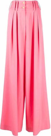 Balmain Wijde Pijpen Broek - Dames - Wijde Broeken - Roze - XS - Wol - Broeken