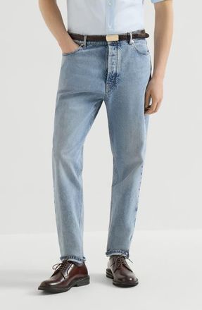 Brunello Cucinelli Denim iconic fit five-pocket trousers in Light Denim at Nordstrom, Size 50