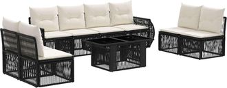 vidaXL Conjunto De Sof&aacute;s De Jard&iacute;n 9 Uds. Negro Y Blanco Crema Vidaxl