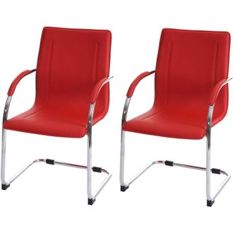 Hhg Non utilizzato] Set 2x sedie ufficio sala attesa studio a slitta Samara acciaio 56x56x93cm rosso