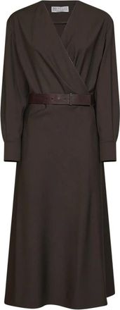 Brunello Cucinelli Wrap Dress - female - Brunello Cucinelli - Wrap Dresses - Brown - S - Dresses