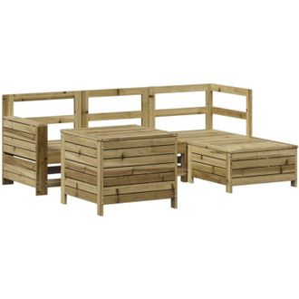 vidaXL Juego De Sof&aacute;s De Jard&iacute;n 5 Piezas Madera De Pino Impregnada Vidaxl