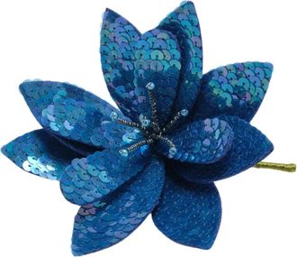 Maliparmi Geborduurde Bloemenbroche - Dames - Broches - Blauw - ONE Size - Pailletten - Accessoires