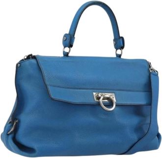 Ferragamo Pre-owned Hand Bag - Dames - Vintage Handtas - Blauw - ONE Size - Leer - Vintage