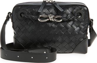 Bottega Veneta Andiamo Leather Messenger Bag in 1249 Black-Vintage Sil-Bl at Nordstrom