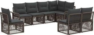 vidaXL Conjunto De Sof&aacute;s De Jard&iacute;n 8 Uds. Gris Rat&aacute;n Sint&eacute;tico Vidaxl