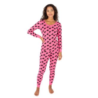 Leveret Womens Two Piece Cotton Pajamas Bunny Pink