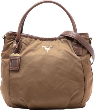 Prada Pre-owned Handbags, female, Brown, Size: ONE SIZE Pre-owned Vintage Tessuto Shoulder Bag