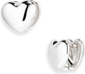 Nadri Sunlight Heart Huggie Hoop Earrings in Rhodium at Nordstrom Rack