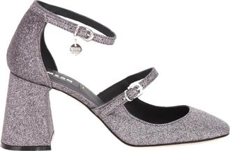 Msgm Logo-bedel 90mm Glitter Pomp - Dames - Pumps - Grijs - 37 EU - Leer - Schoenen