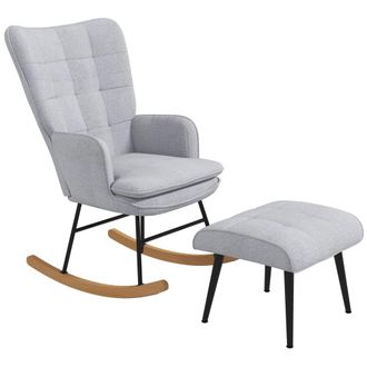 HOMCOM Silla mecedora 64x89x90 cm gris claro