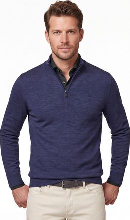 Thomas Maine merinowollen trui gemeleerd donkerblauw effen