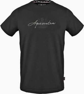 Aquascutum Mens Crew Neck Short Sleeve Regular Fit T-Shirt - Black - Size: 40