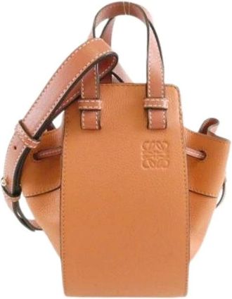 Loewe Pre-owned Mini Bags, female, Brown, Size: ONE SIZE Pre-owned Hammock Drawstring Mini Calf Shoulder Bag