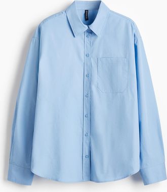 H&M Oversized Baumwollhemd - Blue