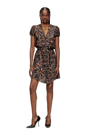 Diesel Viscose dress with waist belt - Dresses - Woman - Black