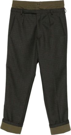 Prada checked layered trousers - Green