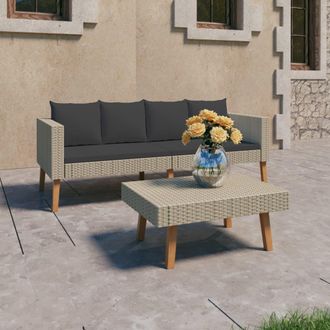 vidaXL Set De Muebles De Jard&iacute;n 2 Pzas Y Cojines Rat&aacute;n Sint&eacute;tico Beige Vidaxl