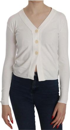 Byblos Witte V-hals Crop Cardigan Blouse - Dames - Vesten - Wit - XS - Truien & Vesten