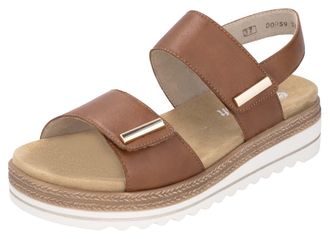 Remonte Keilsandalette REMONTE, Damen, Gr. 36, braun, Leder, unifarben, Schuhe Keilsandalette, Riemchensandale, Bequemschuh mit Schmuckelementen