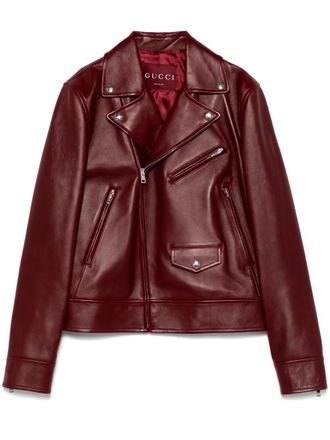 Gucci leather biker jacket - Red