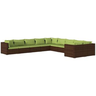 vidaXL 10 Pcs Garden Lounge Set Con Coj&iacute;n Mimbre Pe Brown