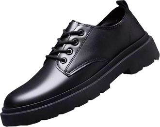 Generic Mens Breathable Leather Shoes Platform Sole Business Casual Dress Shoes for Young Men Groomsmen Wedding Suit Students Performance and Formal Events(7.
