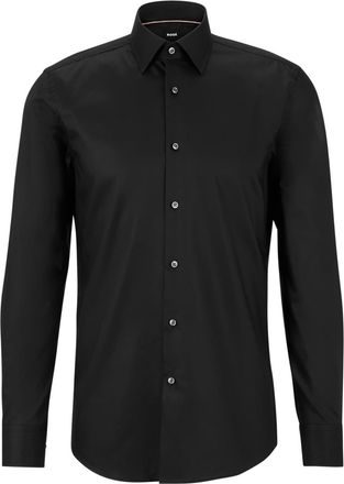 HUGO BOSS Mens Long Sleeve Point Collar Oxford Shirt in Black - Size 17.75 inch
