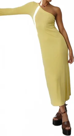 LnA Holden Rib One Shoulder Dress In Rafia