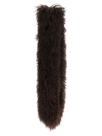 Yves Salomon Brown Lamb Fur Womens Scarf