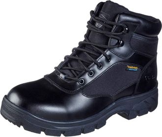 Skechers Mens Wascana Benen Industrial Boot, Black Leather W Textile, 5.5 UK