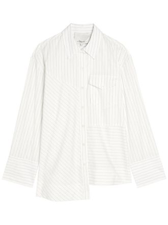 3.1 Phillip Lim Pinstriped Asymmetric Cotton-poplin Shirt - White - S (UK8-10 / S)
