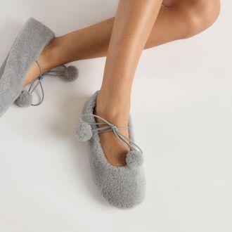Lounge Poppy Ballet Slippers - Grey - 37
