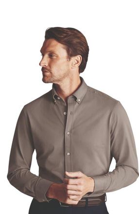 CHARLES TYRWHITT 4 Way Stretch Jersey Shirt in Mocha at Nordstrom, Size Xxx-Large