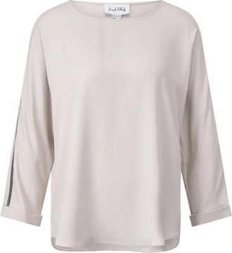 Joseph Ribkoff Glitter Detail Oversized Blouse - Dames - Blouses - Grijs - S - Leer - Overhemden
