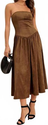 Flying Tomato Faux Suede Midi Dress In Brown