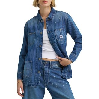 Lee Bleach Splatter Herringbone Denim Chore Jacket in Dream Of Me at Nordstrom, Size X-Small