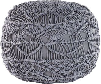 Beliani Beliani - Puf de algodón gris de punto reposapiés trenzado redondo de crochet grueso Kayseri