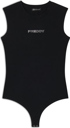 Freddy Body senza maniche in jersey stretch con logo strass