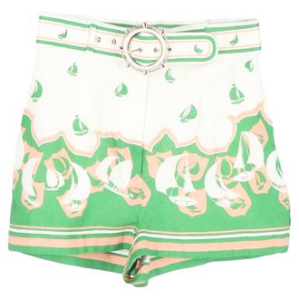 Zimmermann Belted Printed Shorts in Multicolor Linen