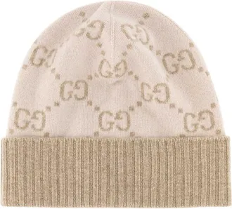 Gucci Beige Logo Beanie Hat