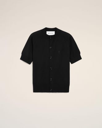 Ami Black Wool Short Sleeves Ami De Coeur Cardigan Black - XXS - for Women