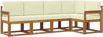 vidaXL Conjunto De Sof&aacute;s De Exterior 5 Uds. Natural Y Crema Vidaxl
