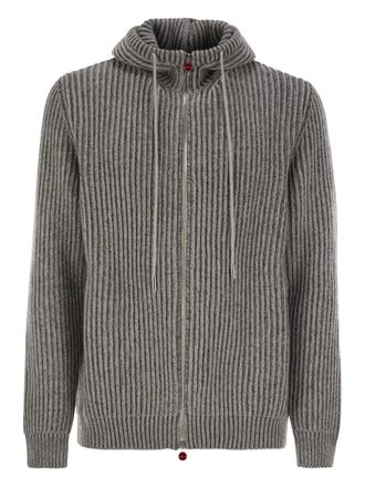 Kiton hooded ribbed cardigan - Grey