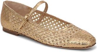 Veronica Beard Ellie Woven Ballet Flat in Pale Gold at Nordstrom, Size 5.5