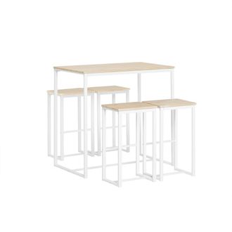 SoBuy Juego de mesa de comedor y 4 taburetes metal blanco