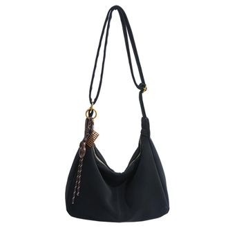 Generic PU Leather Retro Sling Bag Large Capacity Shoulder Bag Work Tote Handbag (Black)