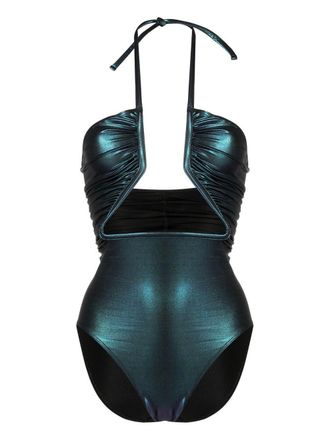 【送料&関税込】Rick Owens Deep V-neck One-piece Swimsuit Halter swimsuit in black - Rick Owens | Mytheresa