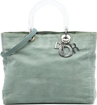 Dior Pre-owned Shoulder Bags, female, Blue, Size: ONE SIZE Pre-owned Structured Top Handle Bag